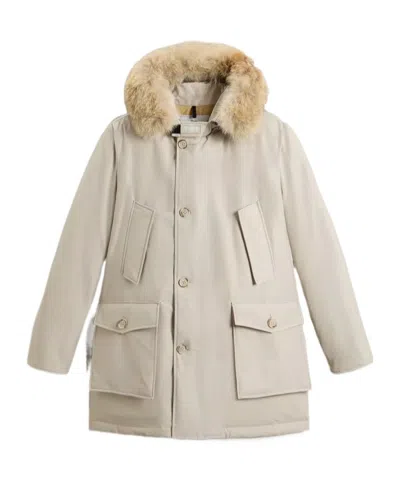 Woolrich Arctic Parka In Ramar Cloth With Detachable Fur Trim In Brown