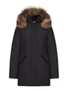 Woolrich Arctic Parka In Ramar Cloth With Removable Fur In Black
