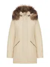 Woolrich Arctic Parka In Ramar Cloth With Removable Fur In Nude
