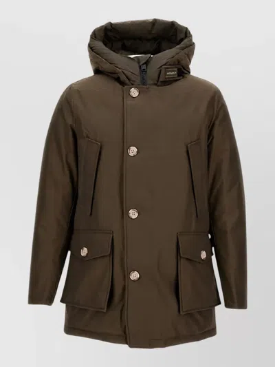 Woolrich Artic Hooded Parka Jacket In Brown