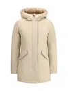 Woolrich Insulated Parka With Hood And Pockets In Yellow
