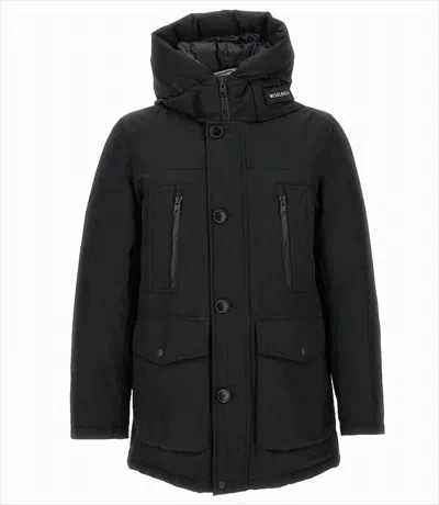 Woolrich Arctic Parka With Adjustable Drawstring Waist In Black