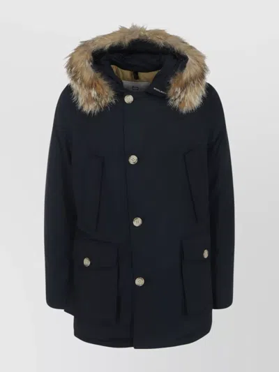 Woolrich Arctic Parka With Detachable Fur Hood In Black