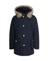 Woolrich Arctic Parka With Removable Fur, Blue In Blue