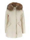 Woolrich Ivory Polyester Luxury Arctic Down Jacket In Bianco