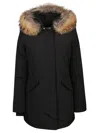 Woolrich Artic Racoon Parka In Blue In Blk Black