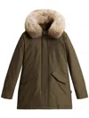 Woolrich Arctic Raccoon Parka With Removable Fur Neck In Green