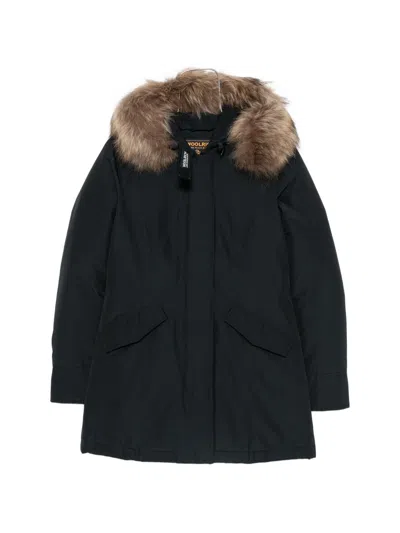 Woolrich Arctic Raccoon Parka Coat In Blue