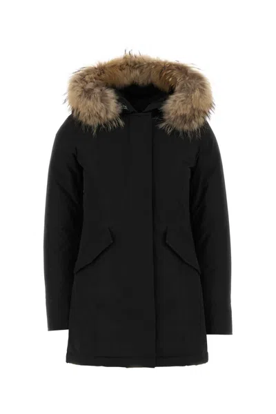 Woolrich Arctic Raccoon Parka Jacket For Women In Black