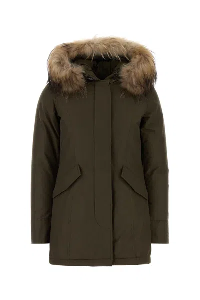 Woolrich Khaki Cotton Blend Arctic Parka In Green