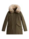 Woolrich Arctic Raccoon Parka With Removable Fur Neck In Green