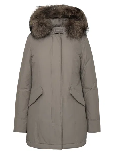 Woolrich Artic Raccooon Parka In Beige Cotton Blend