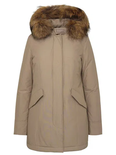 Woolrich Arctic Raccooon Beige Cotton Blend Parka