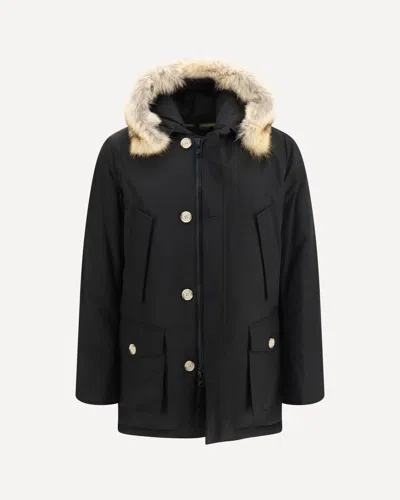Woolrich Arctic Ramar Cloth Parka With Removable Fur In Black