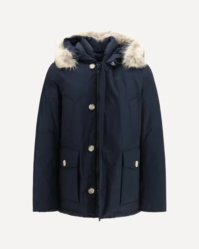 Woolrich Arctic Ramar Cloth Parka With Removable Fur In Blue