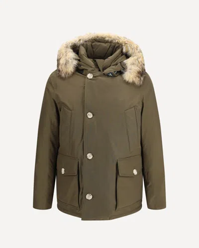 Woolrich Arctic Ramar Cloth Parka With Removable Fur In Green