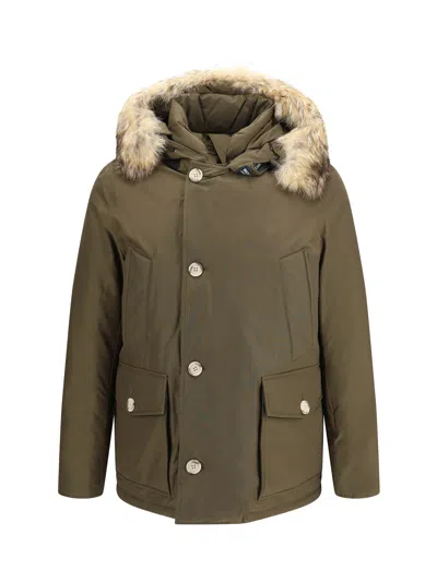 Woolrich Arctic Ramar Cloth Parka With Removable Fur In Animal Print