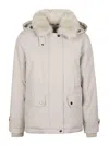 Woolrich Arctic Elasticated Waist Parka In Beige