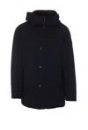 Woolrich Button-fastening Puffer Jacket In Blue