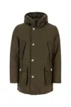 WOOLRICH ARMY GREEN COTTON BLEND DOWN JACKET