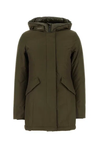 WOOLRICH ARMY GREEN COTTON DOWN JACKET