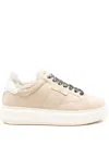 Woolrich Leather Platform Sneakers With Contrast Panel In Pattern