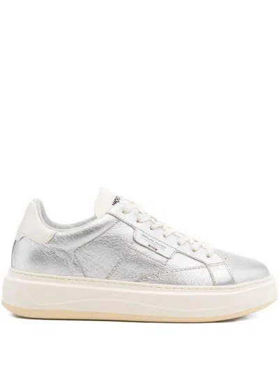 Woolrich Arrow Leather Sneakers In Silver