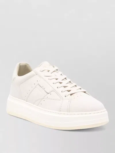 Woolrich Arrow Sneakers Flat Sole Perforated Detailing In White