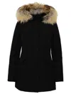 Woolrich Detachable Fur Collar Parka Coat In Black