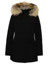 Woolrich Detachable Fur Collar Parka Coat In Black