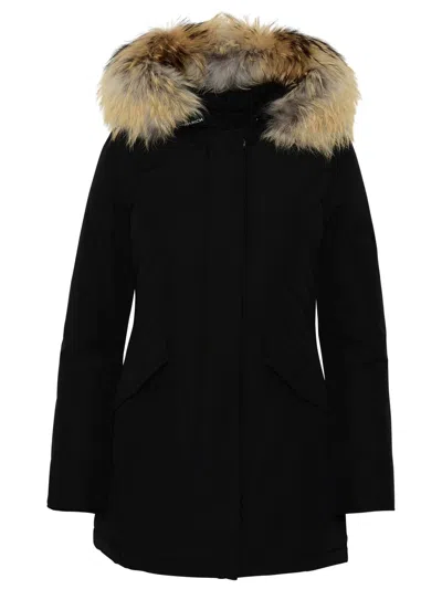 Woolrich Artic Black Cotton Blend Parka In Animal Print