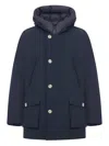 Woolrich Arctic Parka With Hood And Adjustable Cuffs In Blue