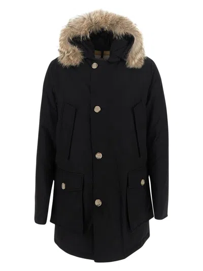 Woolrich Artic Detachable Fur Parka Jacket In Blue