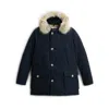 Woolrich Arctic Parka In Ramar Cloth With Detachable Fur Trim In Melton Blue