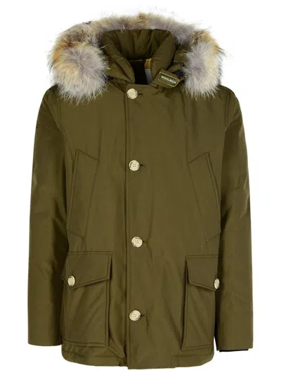 WOOLRICH WOOLRICH 'ARTIC' GREEN COTTON BLEND PARKA