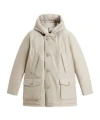 Woolrich Dove Grey Padded Parka With Hooded Neck In Neutral