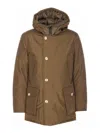 Woolrich Long-sleeved Down Jacket In Brown