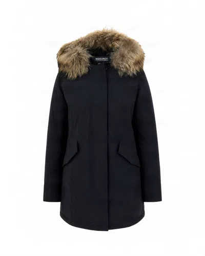 Woolrich Artic Parka Raccoon Dark Navy In Black