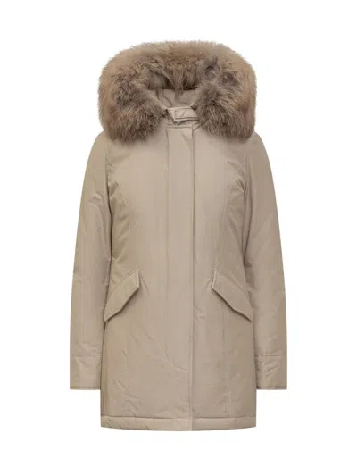 Woolrich Artic Raccoon Parka In Beige