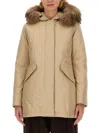 Woolrich Arctic Raccoon Brown Parka In Brown