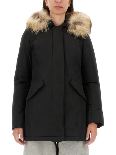 Woolrich "artic Racoon" Parka In Black