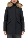 Woolrich Arctic Parka With Removable Fur Blue In Black