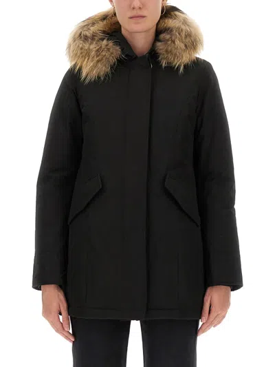Woolrich Artic Racoon Parka In Black