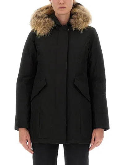 Woolrich "artic Racoon" Parka In Black