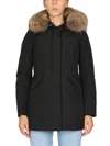 Woolrich Detachable Fur Collar Parka Coat In Blk Black