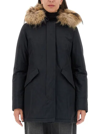 Woolrich "artic Racoon" Parka In Black