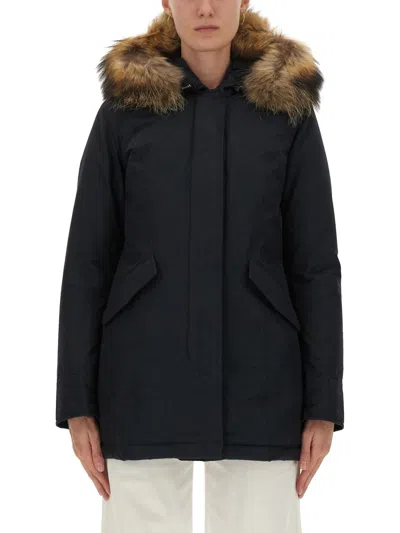Woolrich Artic Racoon Parka In Blue