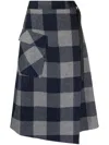 Woolrich Asymmetric Checked Midi Skirt In Blue