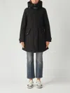 Woolrich Hooded Coat With Adjustable Cuffs And Drawstring Waist In Multi