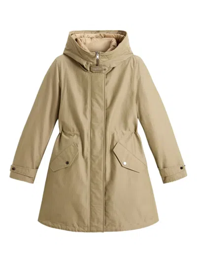 Woolrich Authentic Parka Coat In Neutral